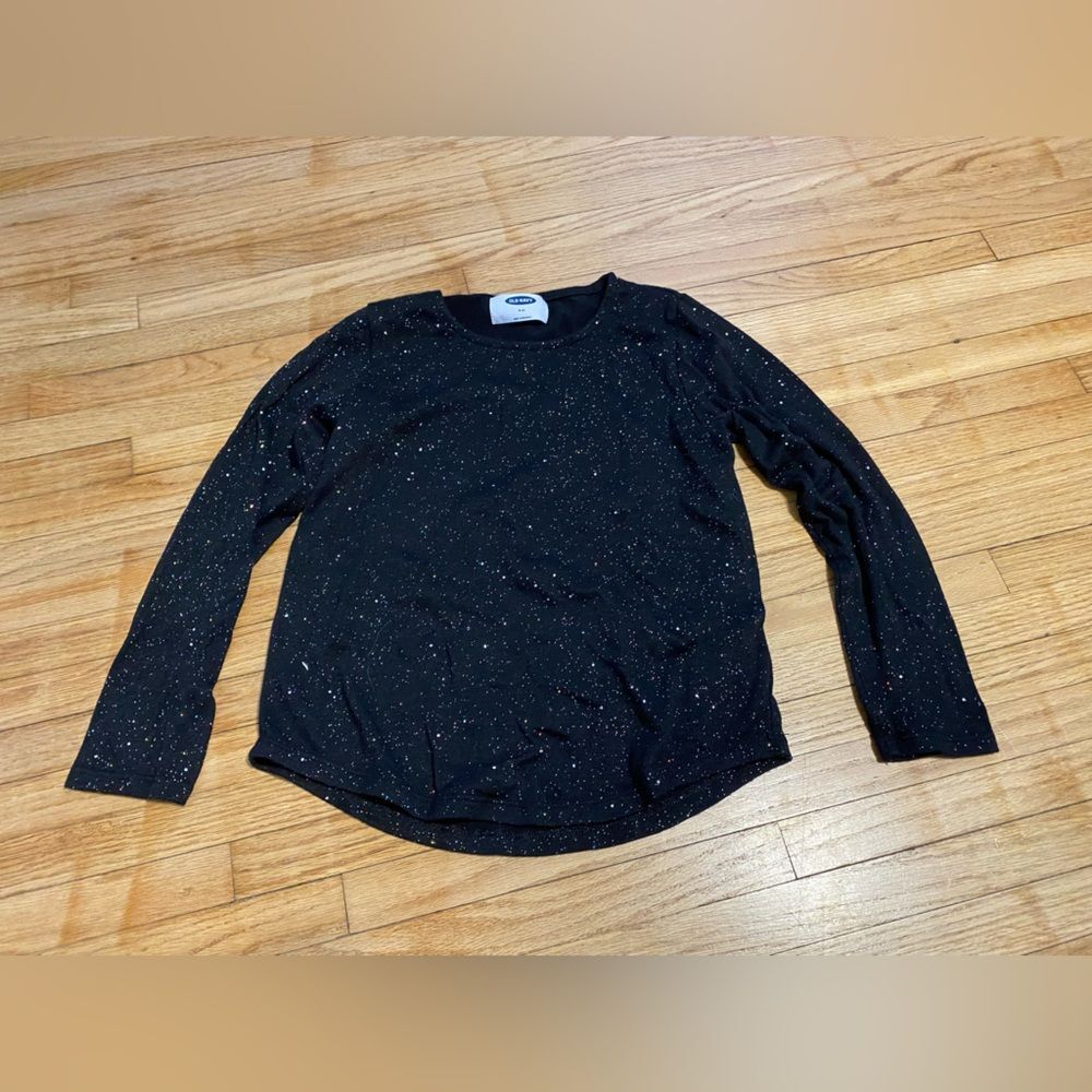 Girls Old Navy Black Sparkle Long Sleeve Shirt, Size 8